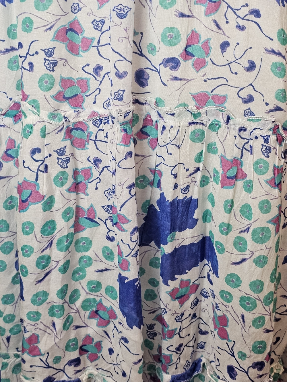 Oliphant Tiered Floral Midi Dress Size M 100% Cotton Silk Blend Floral Boho - Picture 5 of 13